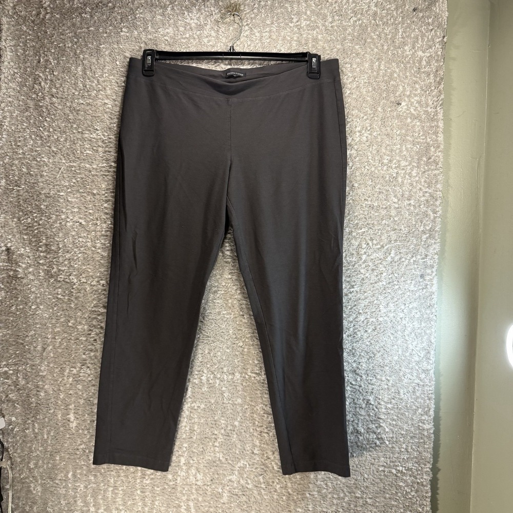 Eileen Fisher Pull On Ankle Pants Gray 38W 1X Viscose Blend Preppy Casual